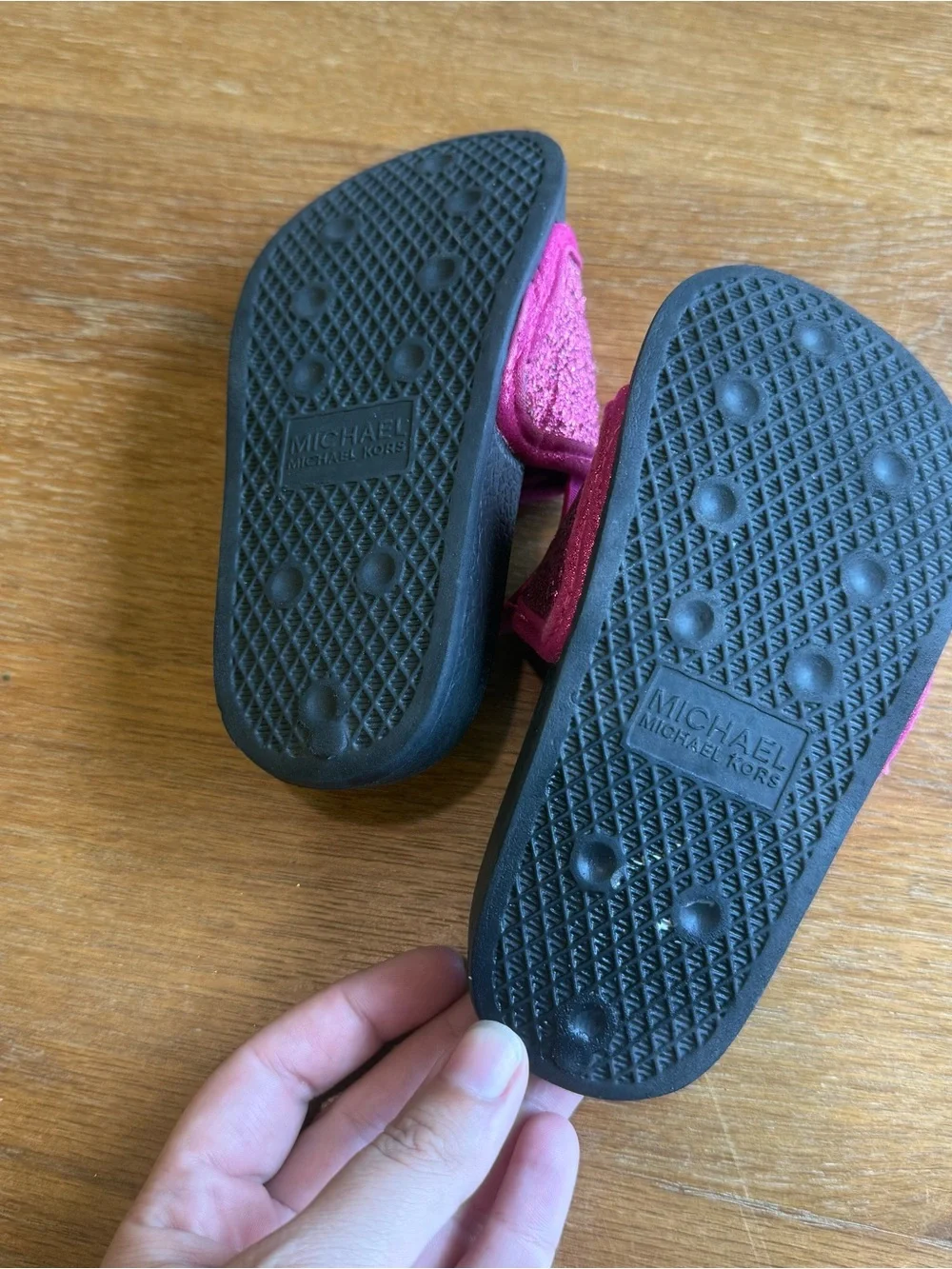Michael Kors Kids Pink Glitter Slide Sandals size 9